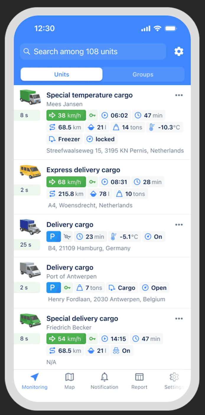 Real-time Fleet Tracking Mobile App